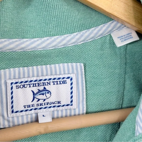 Southern Tide Skipjack Polo Shirt Seafoam Green Large - Picture 7 of 8